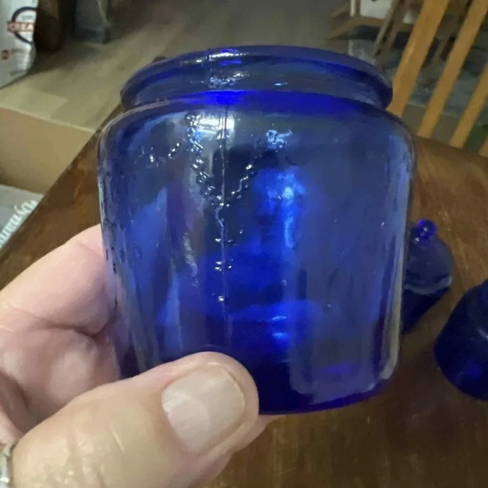 Indiana Glass Cobalt Blue Apothecary Jar Set (4) – Vintage 1960s Colonial Blue